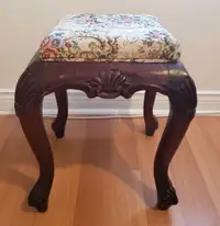 Antique Mahogany Solid Wood Claw foot Dressing Bench Table Stool