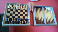 magnetic CHESS CHECKER BACKGAMMON DOMINOES SET complete