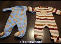 Baby size newborn fleece onsies