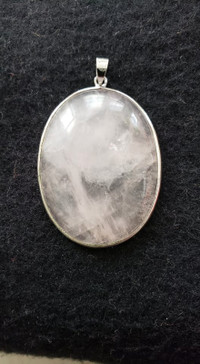 Pink Quartz in Sterling Silver Bezel