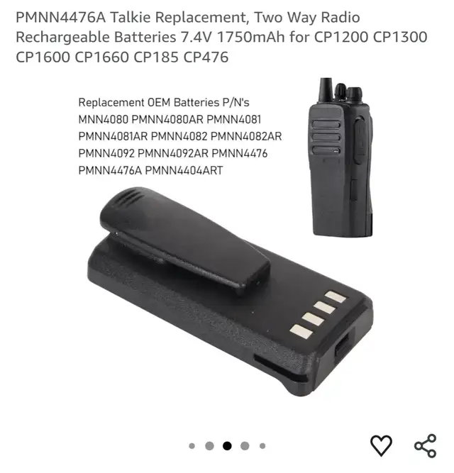 PMNN4476A Talkie Replacement, Two Way Radio Rechargeable Batteri in General Electronics in Oshawa / Durham Region - Image 4