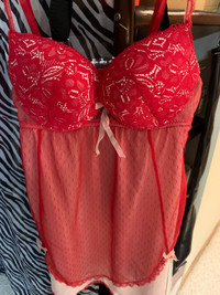  Red and white baby doll lingerie