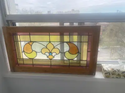 Antique stained glass window 31.5 inches x 17. 1\4 inches, View more