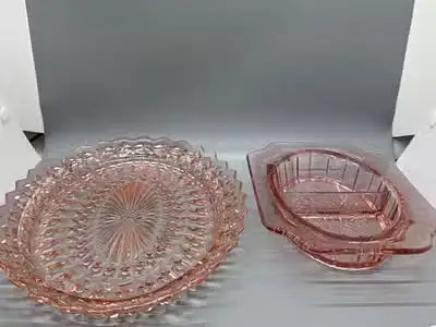 Vintage Pink Depression Glass Serving Trays, View more