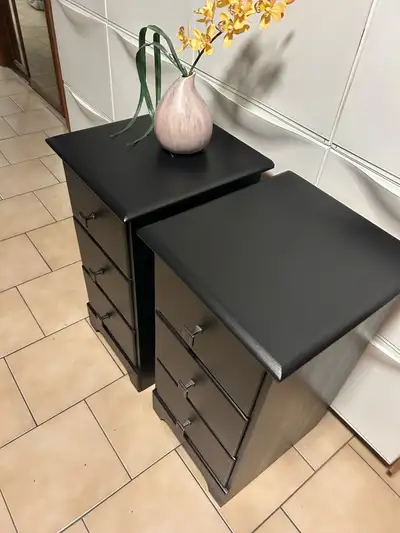 Solid wood, skinny, condo size pair of nightstands , View more