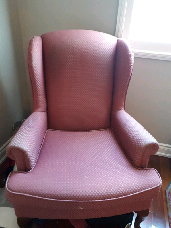 Two Wing back chairs in a mulberry color  in Chairs & Recliners in Oakville / Halton Region - Image 3