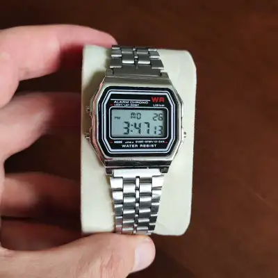 Classic Digital Watch with Metal Strap, View more