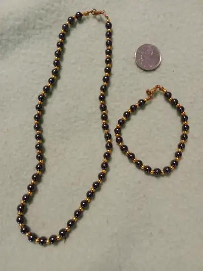 Matching necklace and bracelet, View more