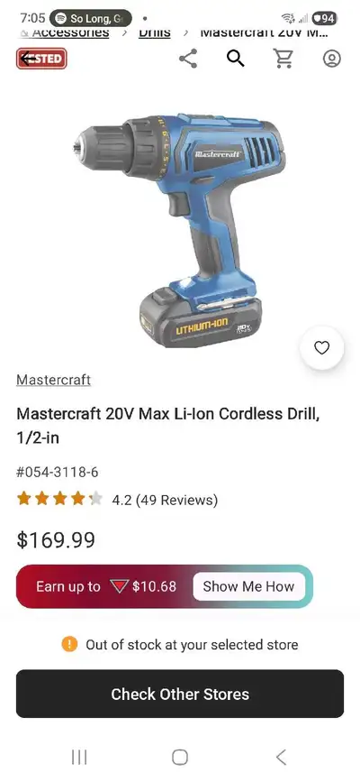 mastercraft 20volt drill for ssle can use allpwr pod  stuff  , View more