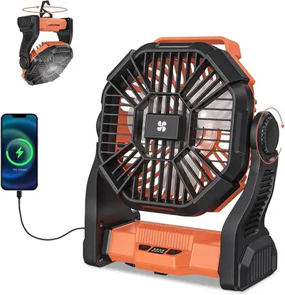 Portable Camping Fan, Battery Operated Fans with LED Light, View more