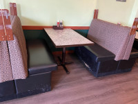 Restaurant booths, chairs, tables