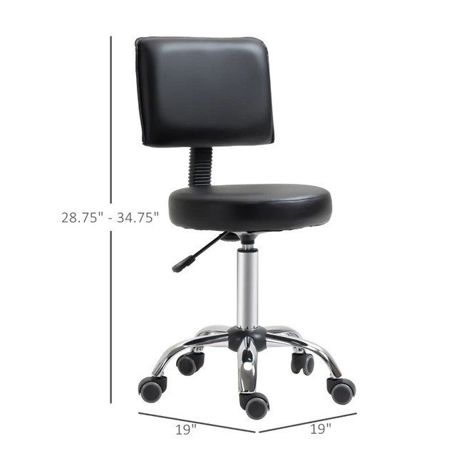 Rolling Swivel Salon Stool Chair with Mid Back  in Chairs & Recliners in Markham / York Region - Image 3