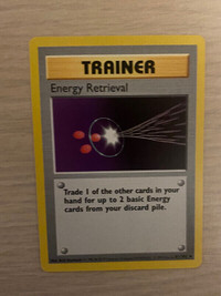 Pokemon SHADOWLESS Trainer  Energy Retrieval card - base set