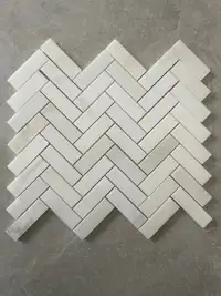 1X3 Carrera Herringbone Marble Mosaic Tile