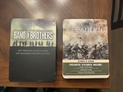 For sale are the Band of Brothers and The Pacific DVD sets, both in very good condition and housed i...