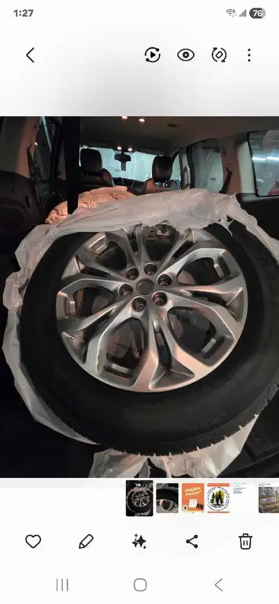 Original tires on rims from a 2021 Buick Enclave — excellent condition! Tire Size: 235/60R18 These t...