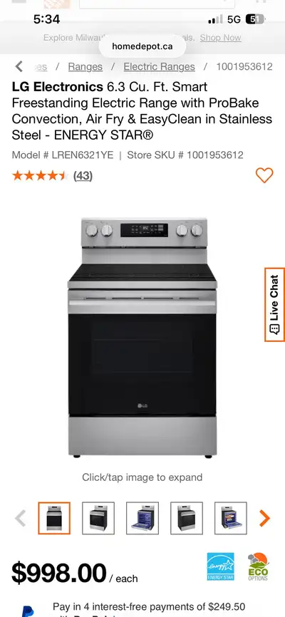 brand new LG stove in box, View more