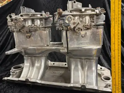 Edelbrock big block Chevy tunnel ram TR2X lower with the UR2 upper for dual Quads Rectangular port U...