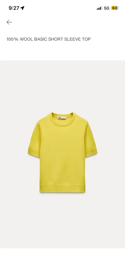 Zara 100% Wool Basic Short Sleeve Top, View more