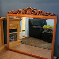 Large framed hardwood mirror 50" x 47