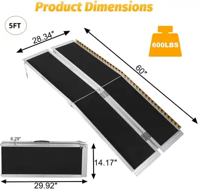 5FT portable ramp. Capacity 600 lbs, View more