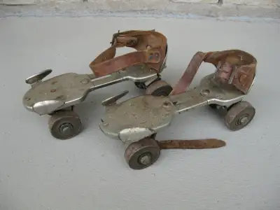 Vintage Sunshine Adjustable Roller Skates with Leather Straps, View more