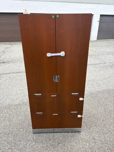 Free delivery used Wooden Cabinet with Shelves and Drawers, View more