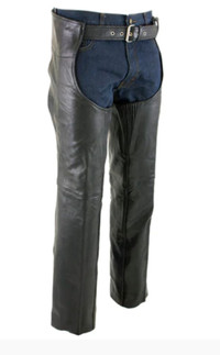 Leather Motorcycle Riding Chaps (Black)