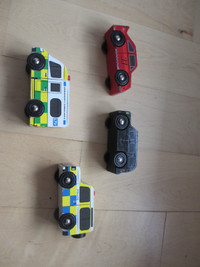 4 véhicules jouets en bois marque Le Van Toy (t124)