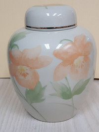 Floral Porcelain Ginger Jar with Lid
