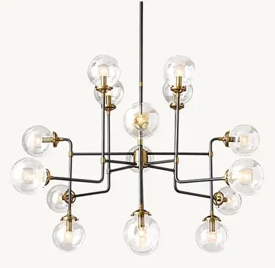 RH new in box, never opened, BISTRO GLOBE CLEAR GLASS CHANDELIER 56" Item Number 68520013 BRS Bronze...
