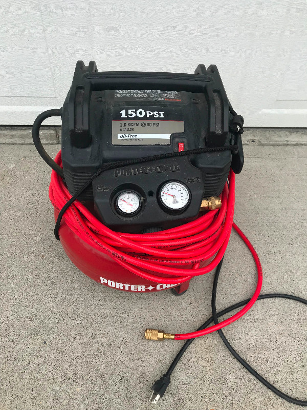 PORTERCABLE AIR COMPRESSOR 150 PSI OIL FREE WITH 6 GALLON TANK Power