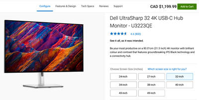 Brand-new Dell UltraSharp 32 4K USB-C Hub Monitor - U3223QE, View more