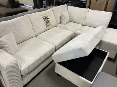 Newly launched Corduroy Sofa with Ottoman | Storage Chaise Loung, View more