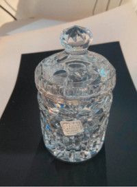 Heavy Crystal Condiment jar, cover and spoon