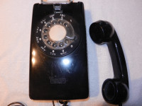 TÉLÉPHONE MURAL ROTATIF NOIR vintage