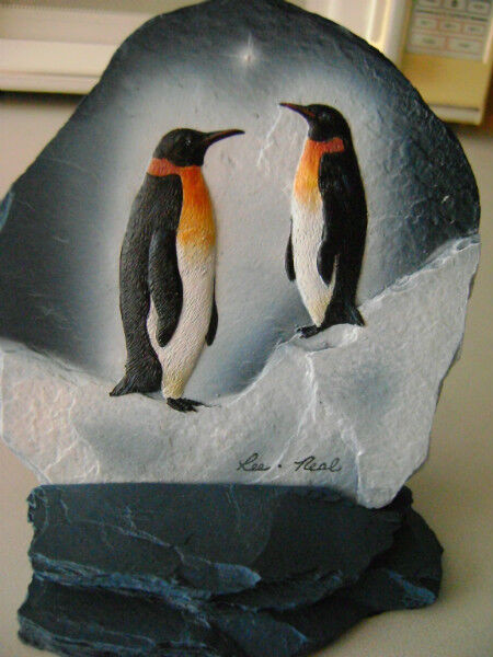 Vintage Hand painted Penguins on Slate Art  -- Made in Canada in Arts & Collectibles in City of Toronto - Image 2