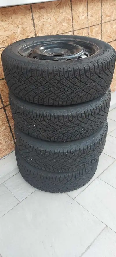 Price reduced! Continental Viking Contact tires, 2 low milage seasons of use, like new Winter rims a...