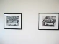 Pair of Structube 23" Framed Black & White Auto Car Prints