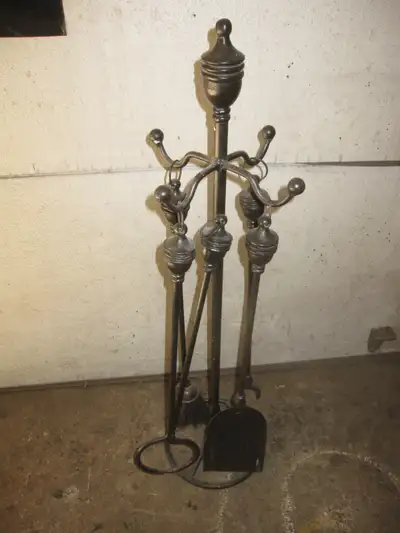 FIREPLACE WOOD STOVE TOOL SET CAST IRON, View more