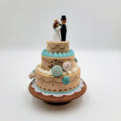 Wedding Cake Music Wooderful Life Box The First Dance Bride Groom Teal White 3 Tier Read You Have Gr...