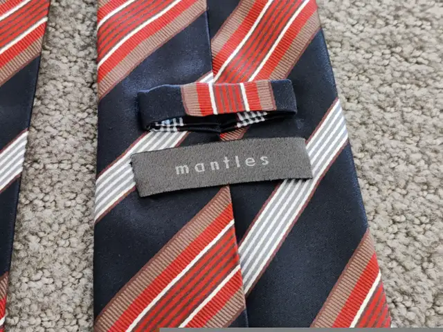 Men's Silk Neck Ties - Mantles - 100% Silk - Navy Blue / Orange in Men's in Calgary - Image 9