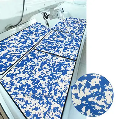 Camouflage Blue Marine Floor Faux Teak EVA Boat Deck 300196, View more