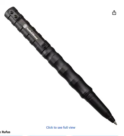 Smith & Wesson SWPENMP2BK 5.8in Aircraft Aluminum Refillable Tactical Screw Cap Pen for Outdoor, Sur...