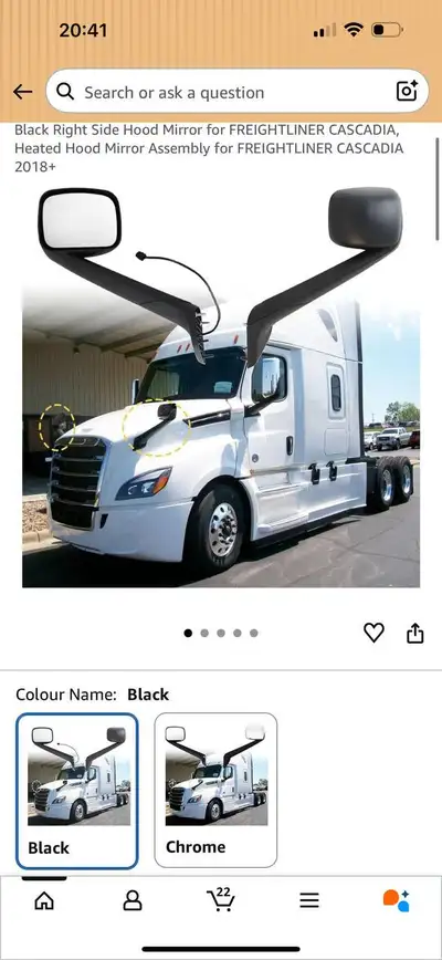 Right Side Hood Mirror Assembl for Freightliner Cascadia 2018+ –, View more