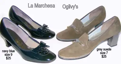 Vintage Pumps, excellent condition,navy blue 7 or grey suede 9, View more