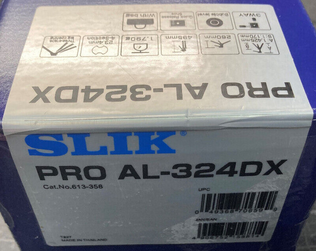 (NEW) SLIK Pro AL-324DX w/SH-705E 3-Way Pan Head Tripod BLACK in Cameras & Camcorders in City of Toronto - Image 2