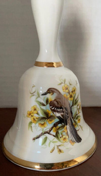 Cute Vintage Newhall Porcelain Dinner Bell with Bird