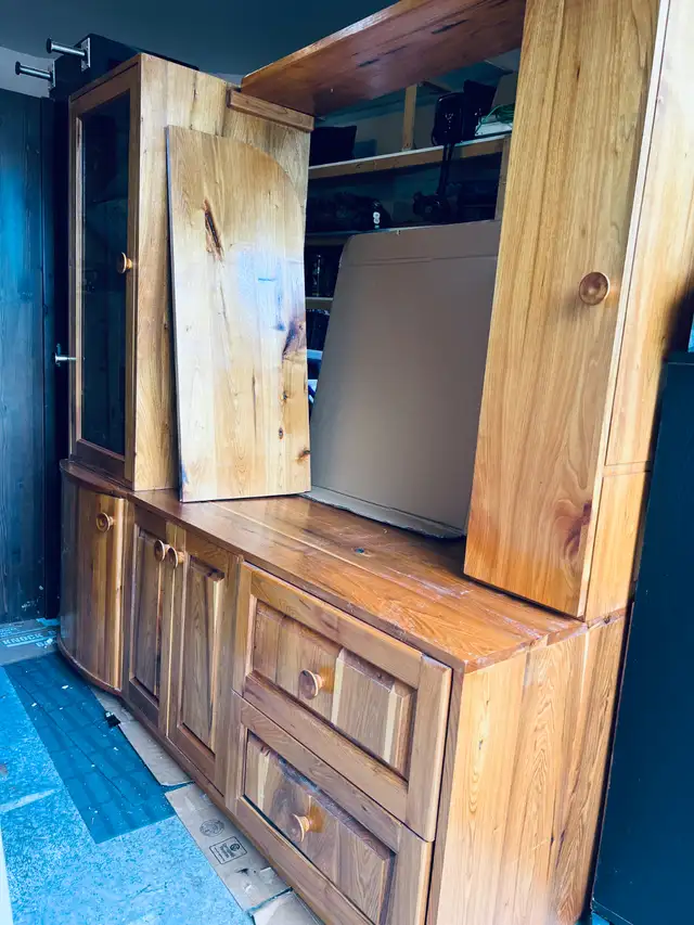 Vintage Solid Walnut Wall Unit Cabinet Handcrafted in TV Tables & Entertainment Units in Gatineau - Image 2