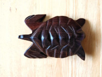 FIRST $45 TAKES IT ~ Hand Carved Solid Wood Turtle Figurine ~